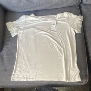 American Eagle white t-shirt with ruffled sleeves